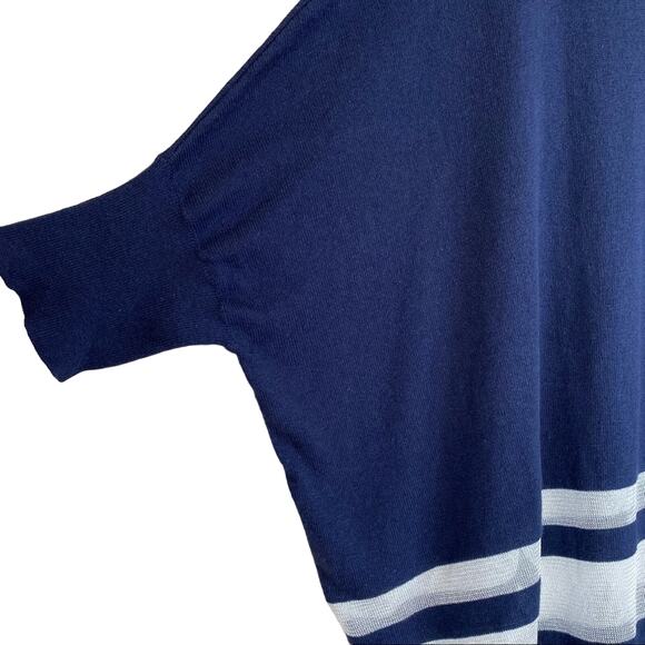Charming Charlie blue white nautical stripe dolman short sleeve sweater large - Picture 4 of 11